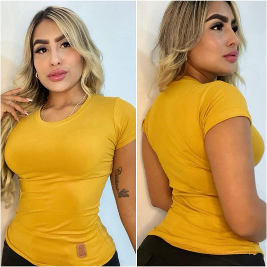Camiseta Unicolor Mostoza