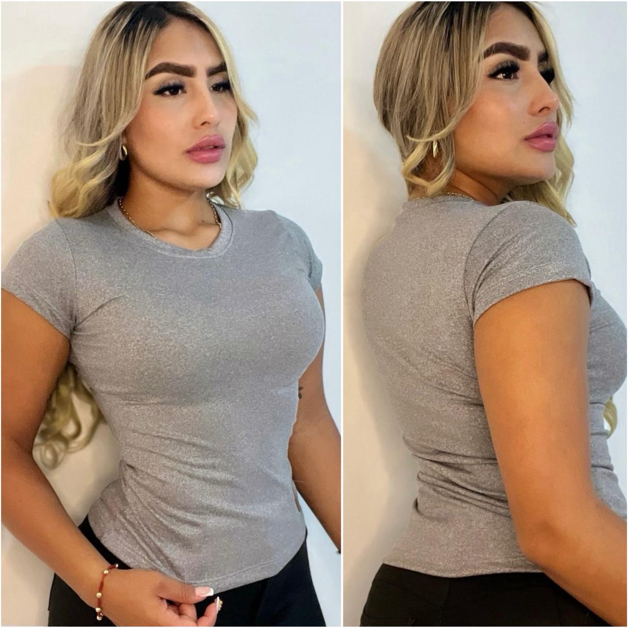 Camiseta Unicolor Gris Claro