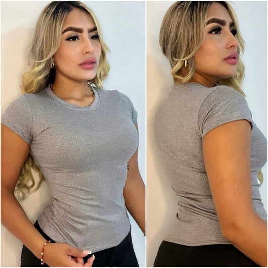 Camiseta Unicolor Gris Claro